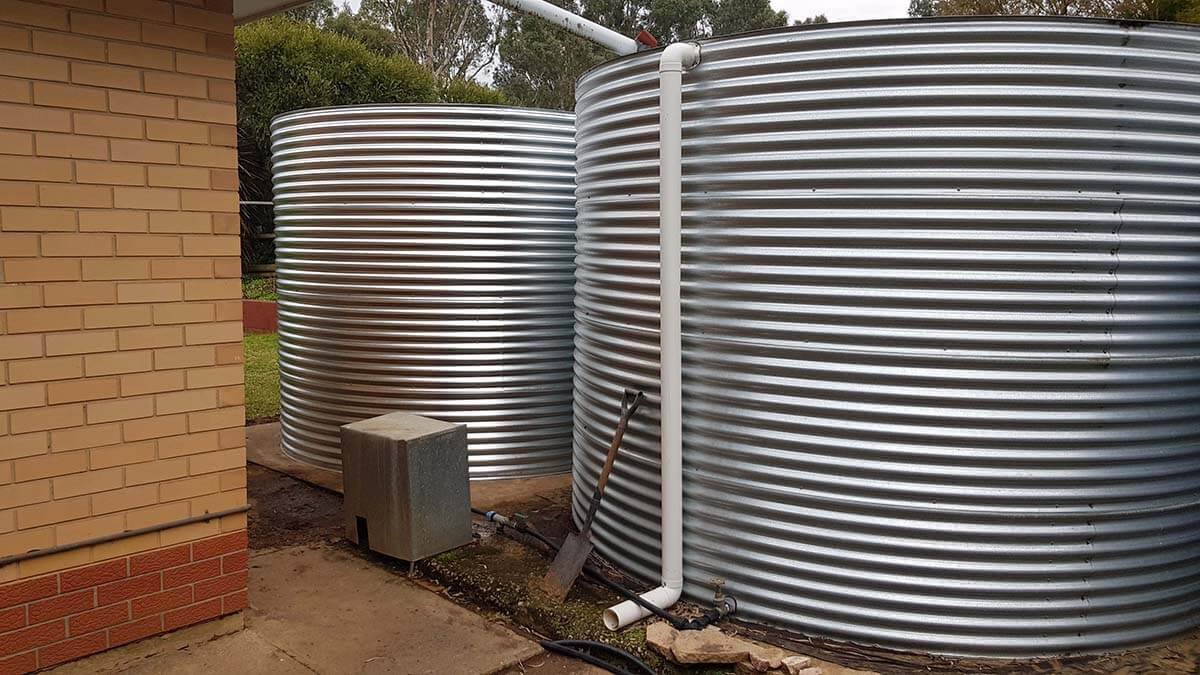 Completed rainwater tanks at Meadows, SA