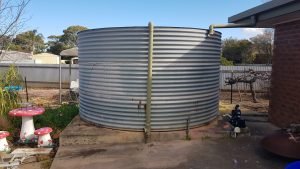 Old Leaking galvanised steel rainwater tank